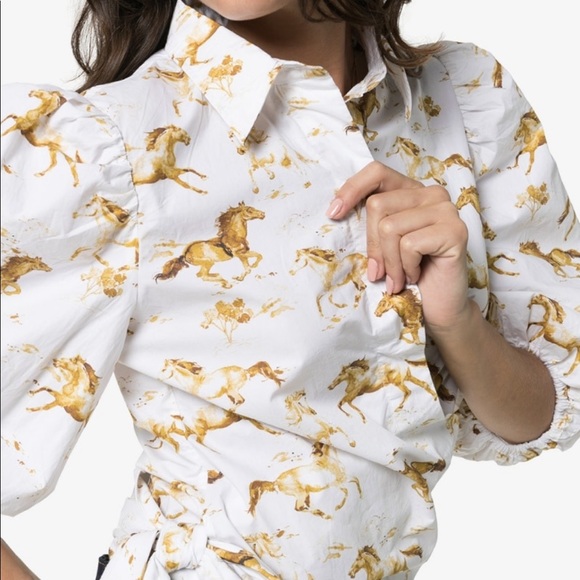 NWT SOLD OUT GANNI WESTON TIE FRONT SHIRT - Picture 2 of 8